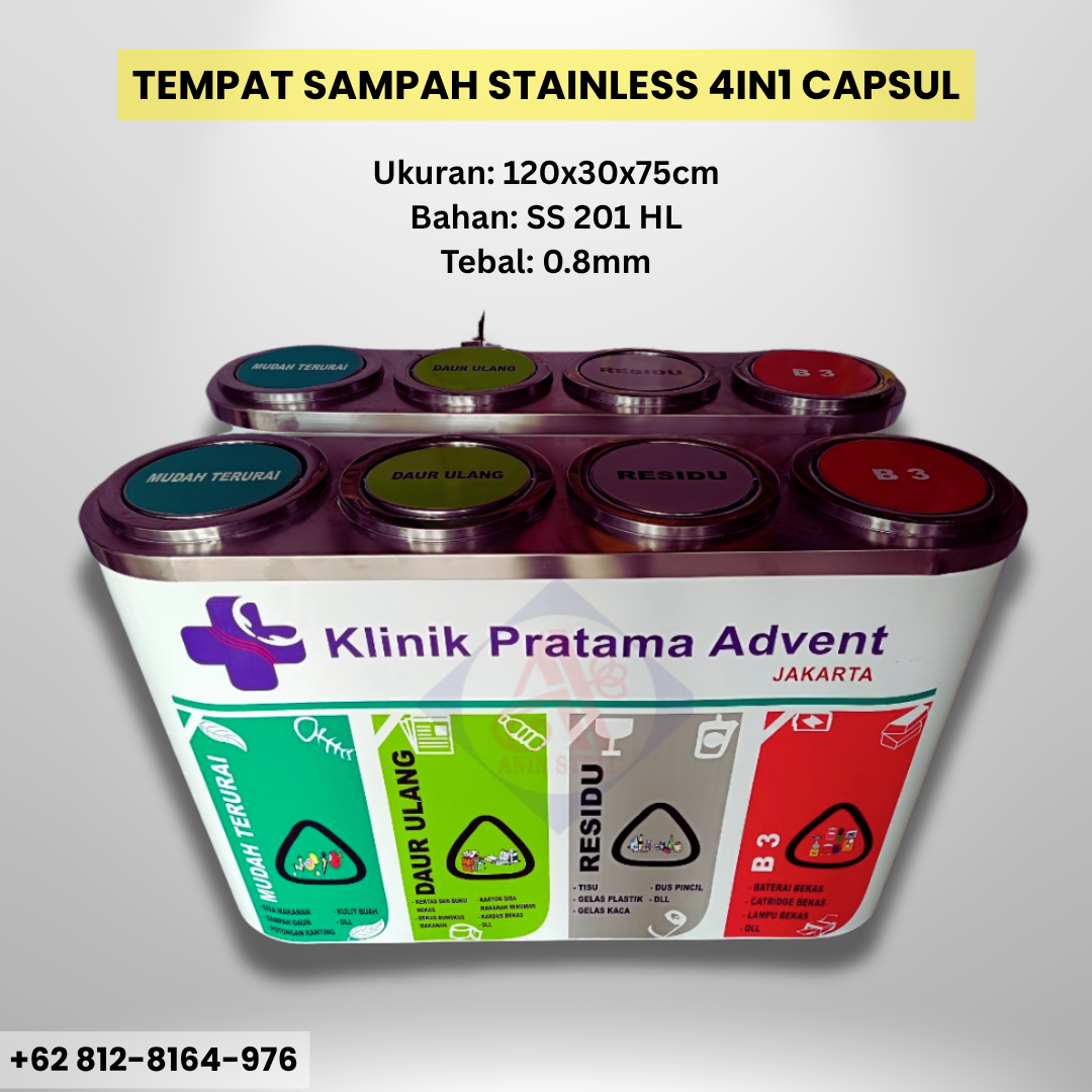 Tempat Sampah Stainless 4in1 Capsul